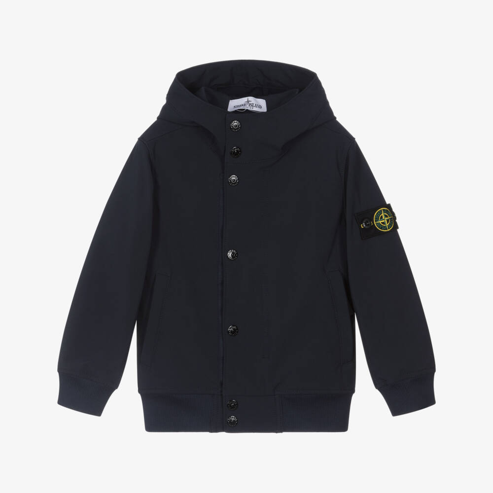 Stone Island Junior-Boys Navy Blue Soft Shell Waterproof Jacket | Childrensalon