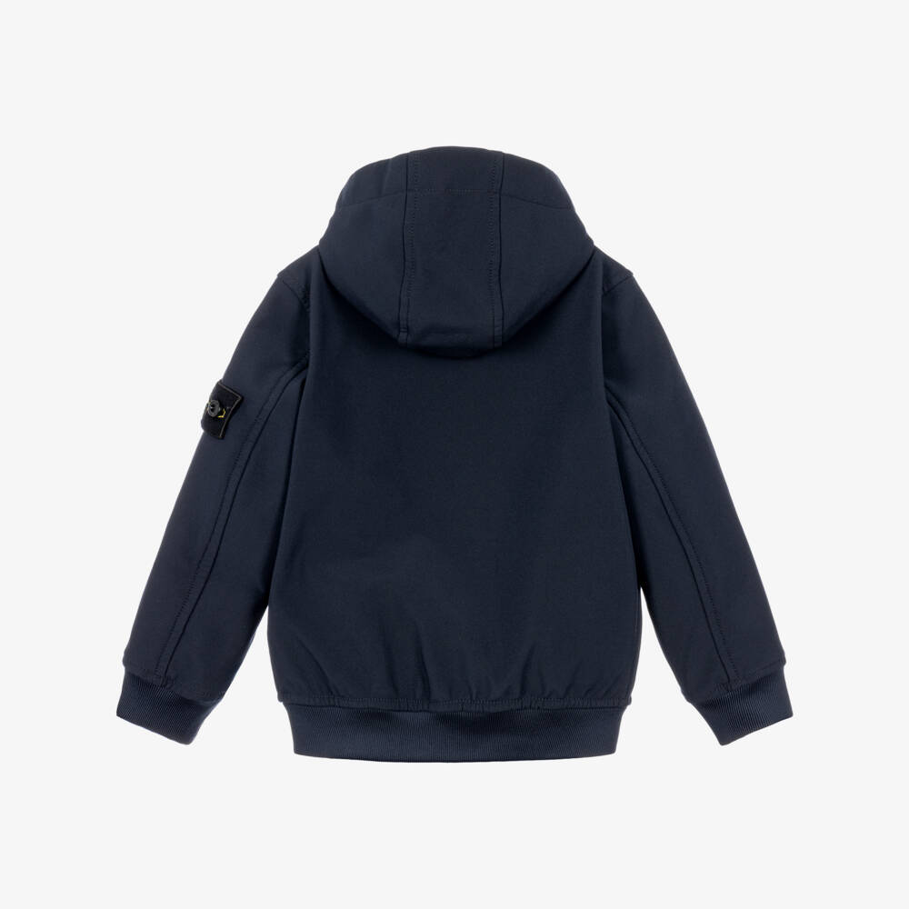Stone Island Junior-Boys Navy Blue Water Resistant Soft Shell Jacket | Childrensalon