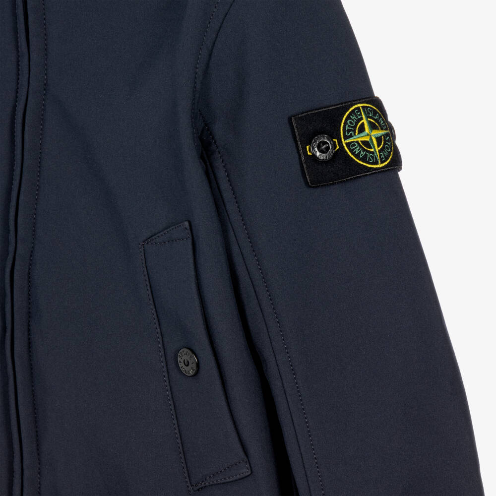 Stone Island Junior-Boys Navy Blue Water Resistant Soft Shell Jacket | Childrensalon