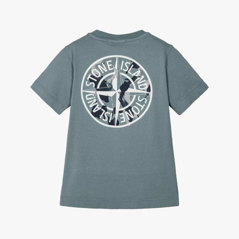 Stone Island Junior-Boys Steel Blue Cotton Compass Graphic T-Shirt | Childrensalon