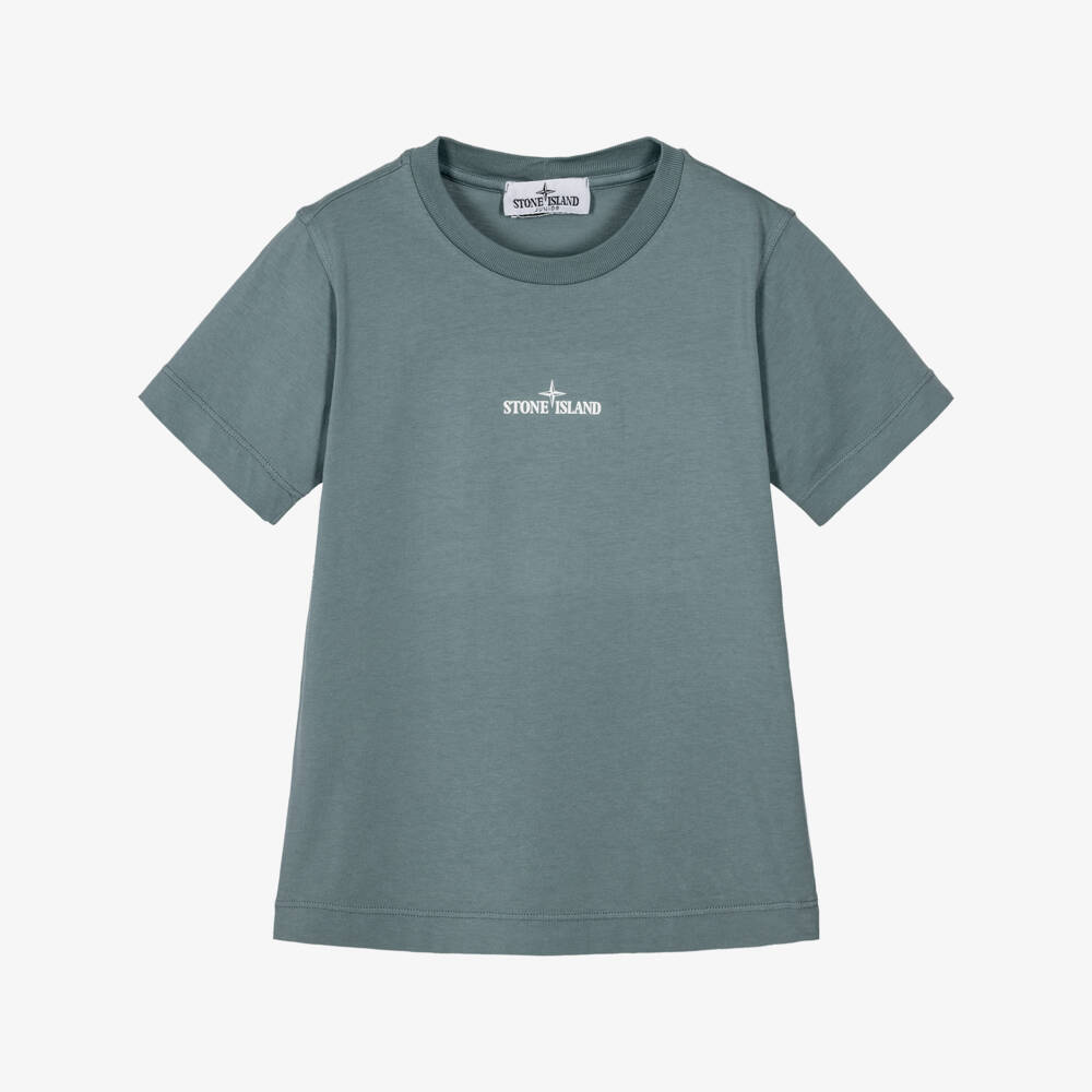 Stone Island Junior-Boys Steel Blue Cotton Compass Graphic T-Shirt  | Childrensalon
