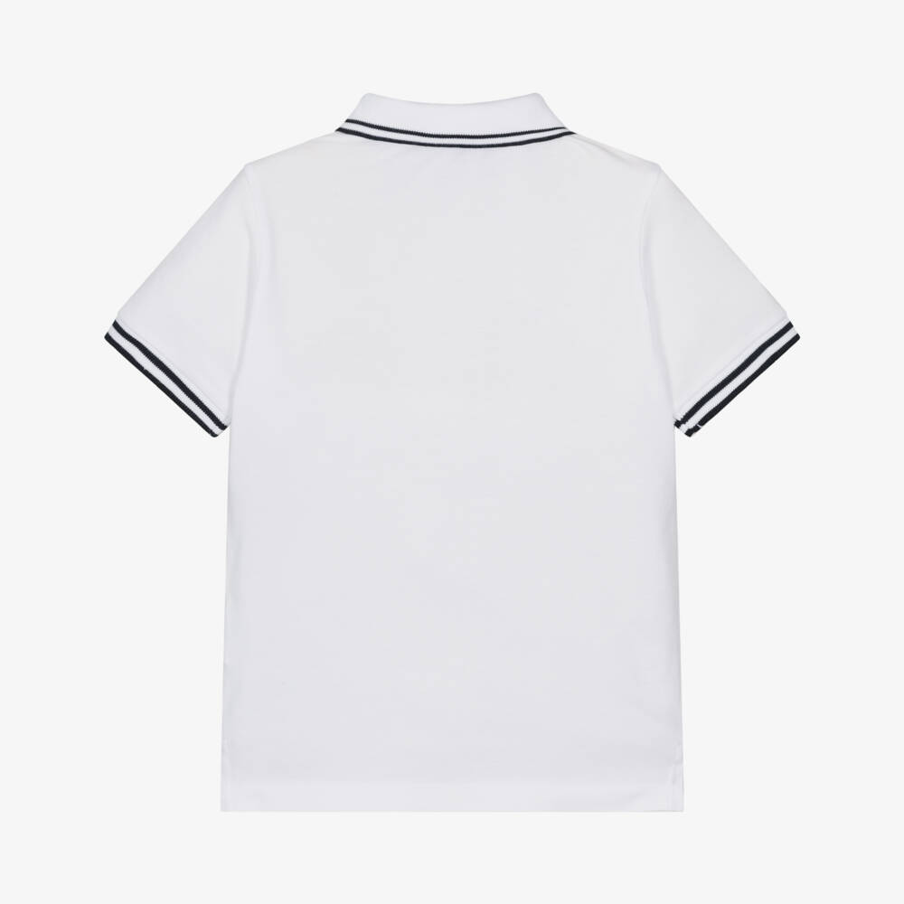 Stone Island Junior-Рубашка поло белая из органического хлопка для мальчиков | Childrensalon