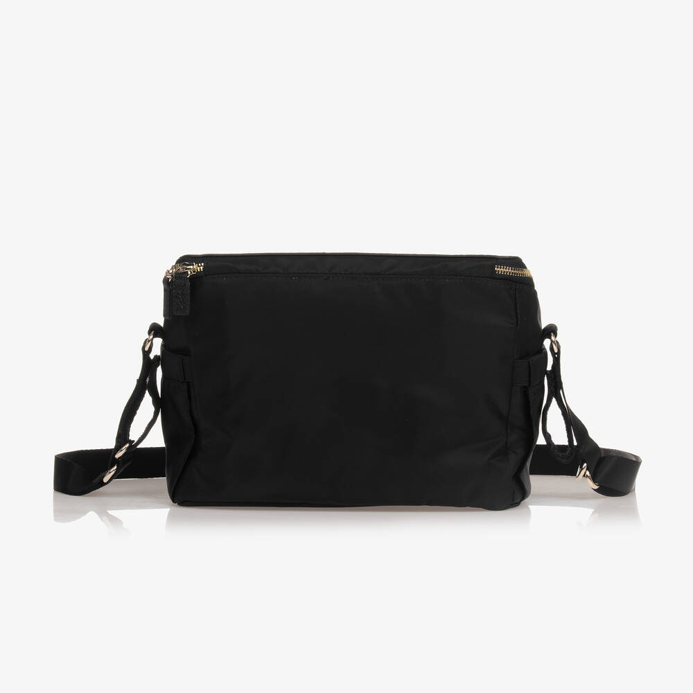 Storksak-حقيبة منظمة لعربة الأطفال جلد لون أسود (27 سم) | Childrensalon