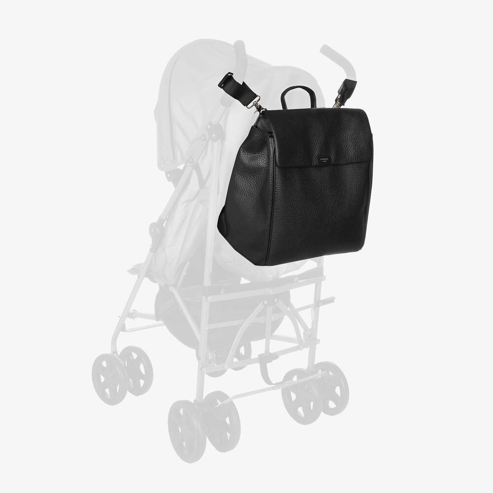 Storksak-Black St James Leather Changing Bag (37cm) | Childrensalon