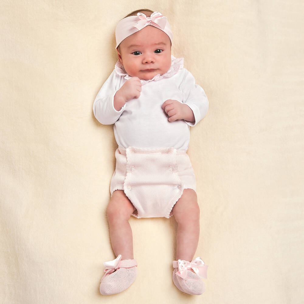 Story Loris-Розовый подарочный комплект из повязки на голову и пинеток для девочек | Childrensalon