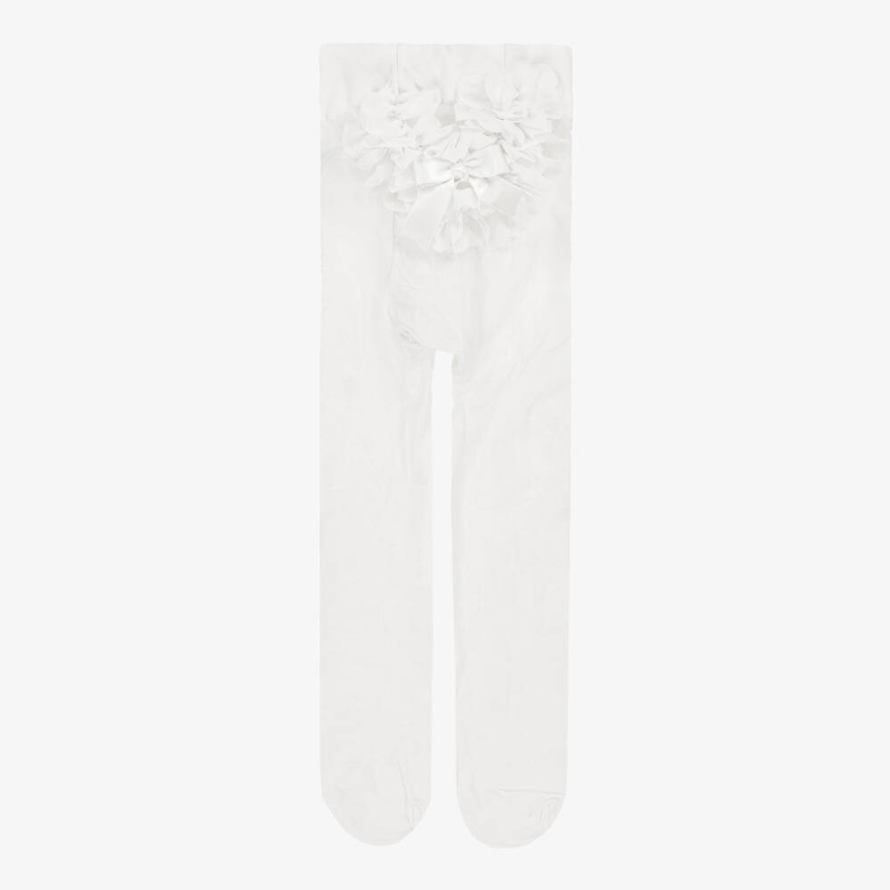 Story Loris-Baby Girls Sheer White Ruffle Tights | Childrensalon