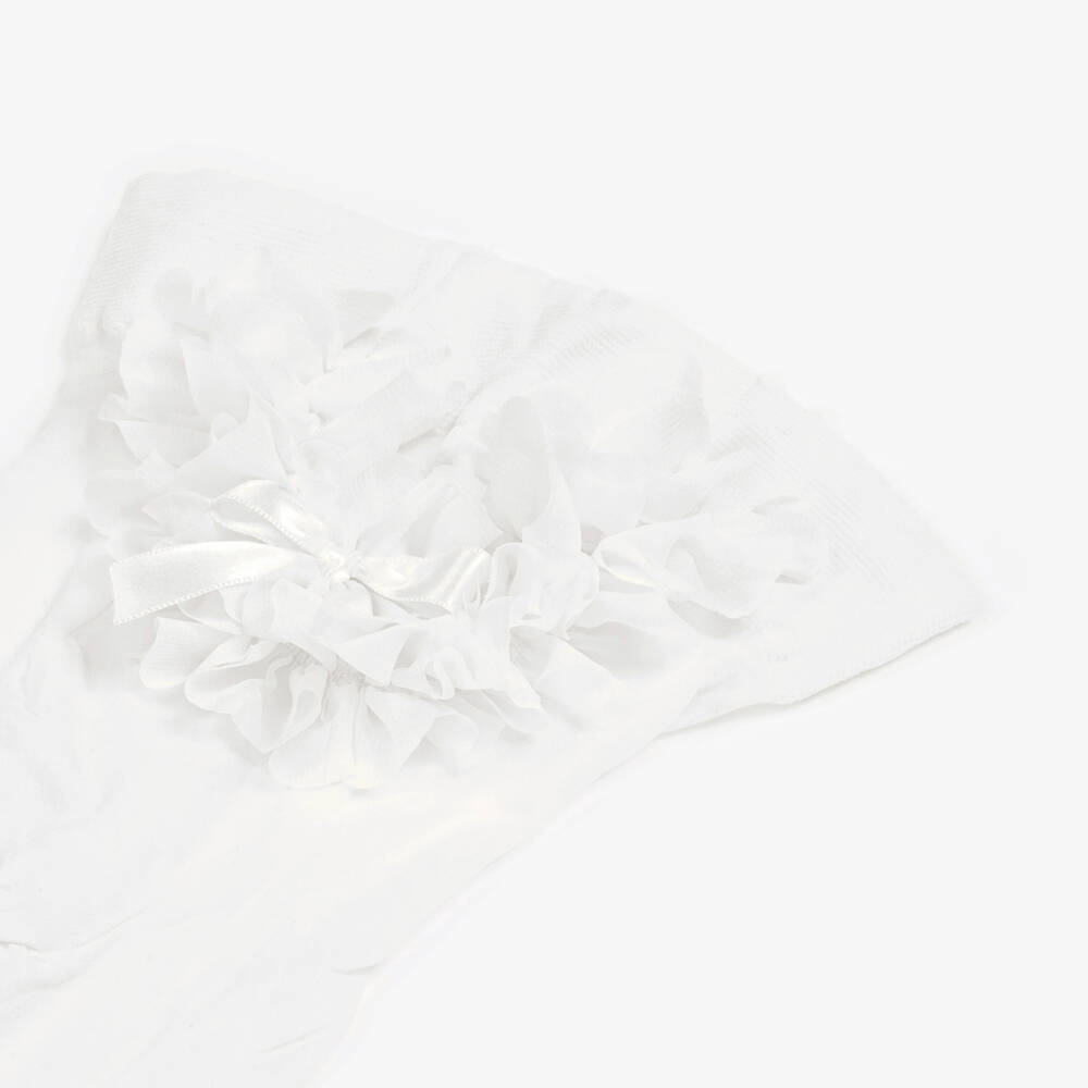 Story Loris-Baby Girls Sheer White Ruffle Tights | Childrensalon