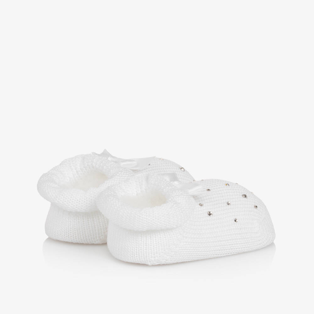 Story Loris-Baby Girls White Booties & Headband Set | Childrensalon