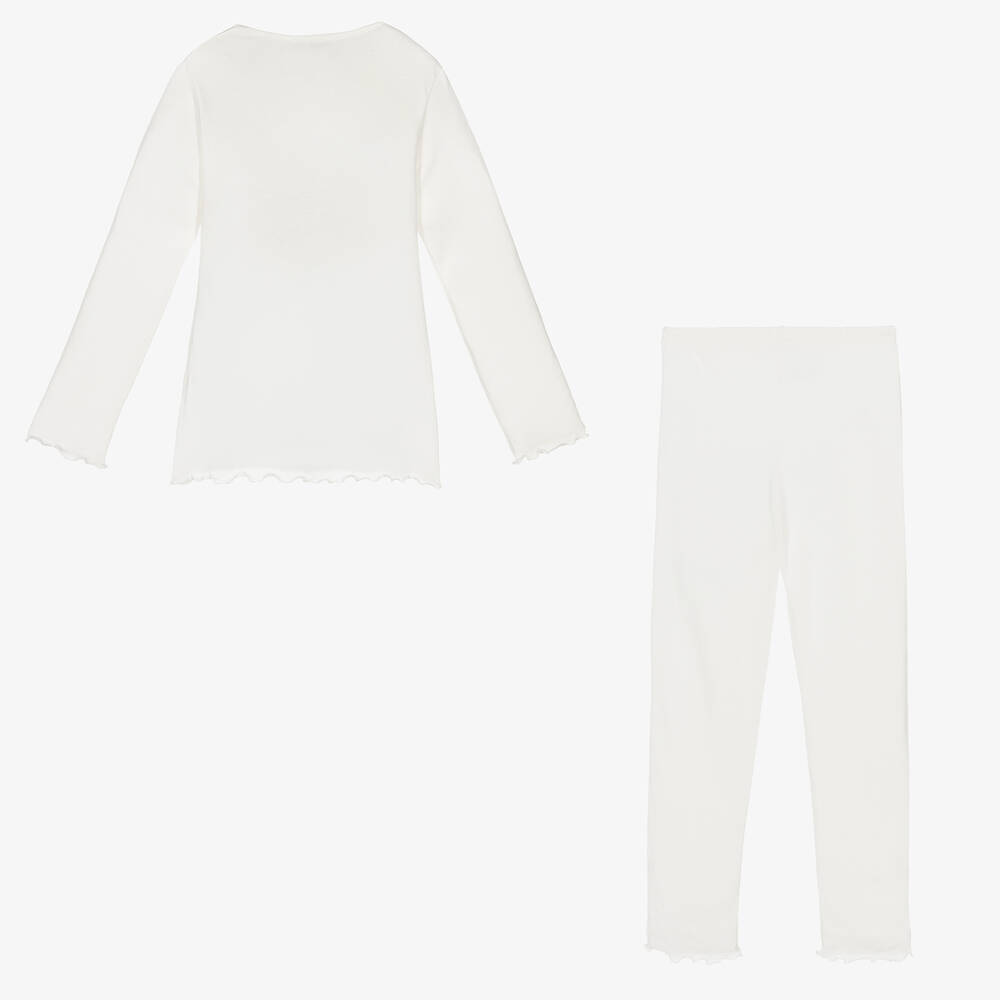 Story Loris-Girls Ivory Modal Jersey Pyjamas | Childrensalon