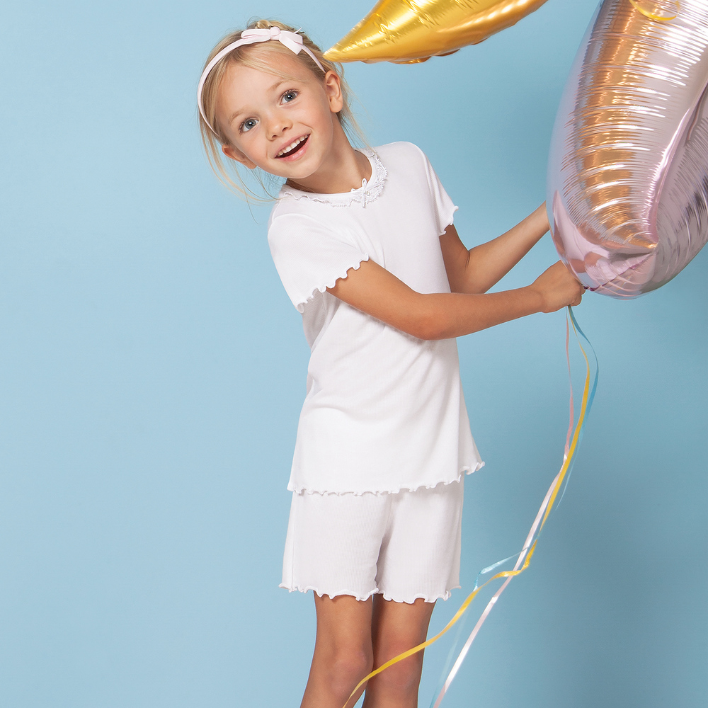 Story Loris-Girls Ivory Modal Short Pyjamas | Childrensalon
