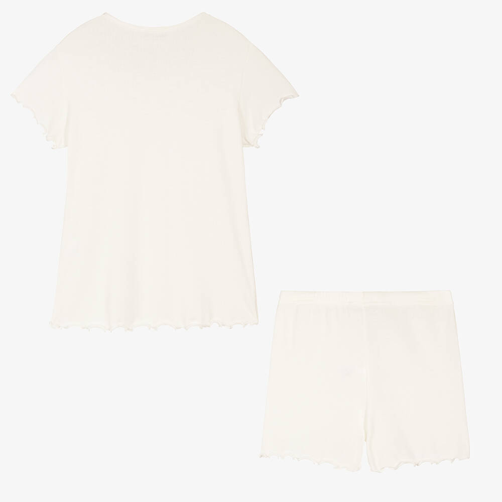 Story Loris-Girls Ivory Modal Short Pyjamas | Childrensalon
