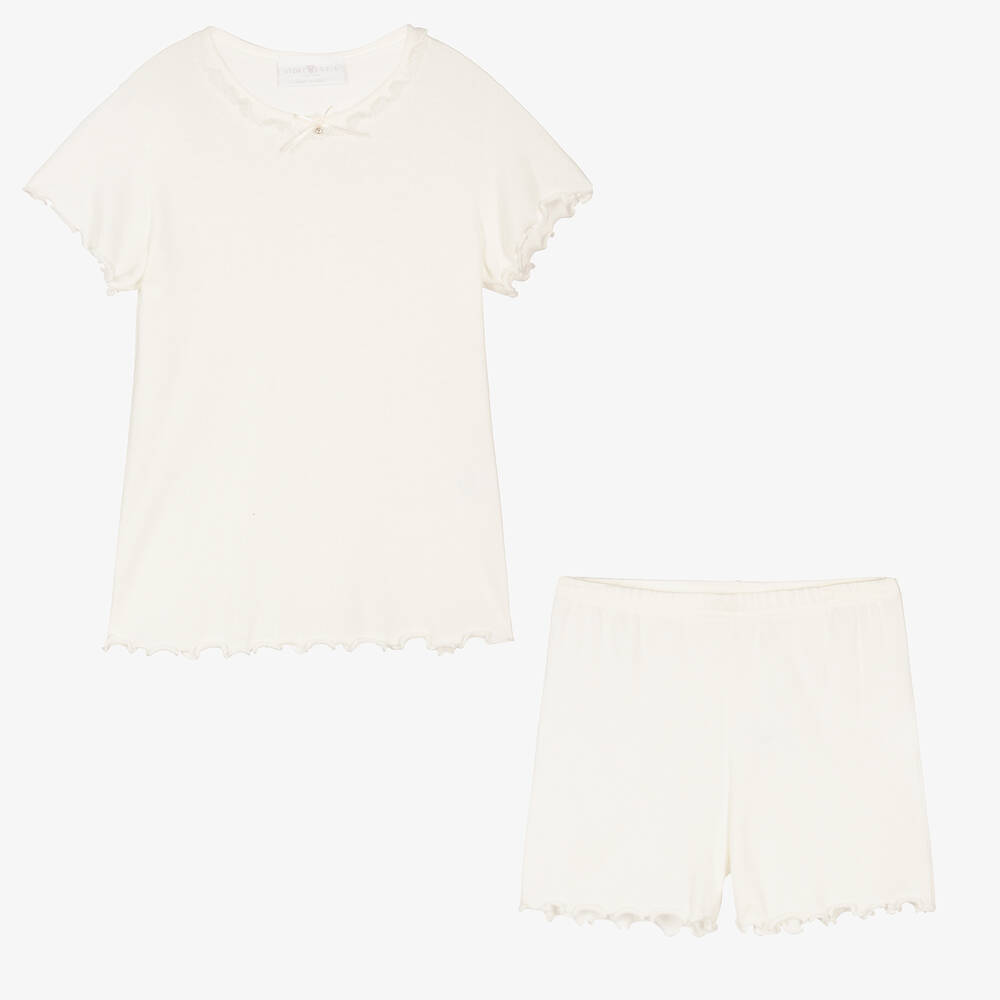 Story Loris-Girls Ivory Modal Short Pyjamas | Childrensalon