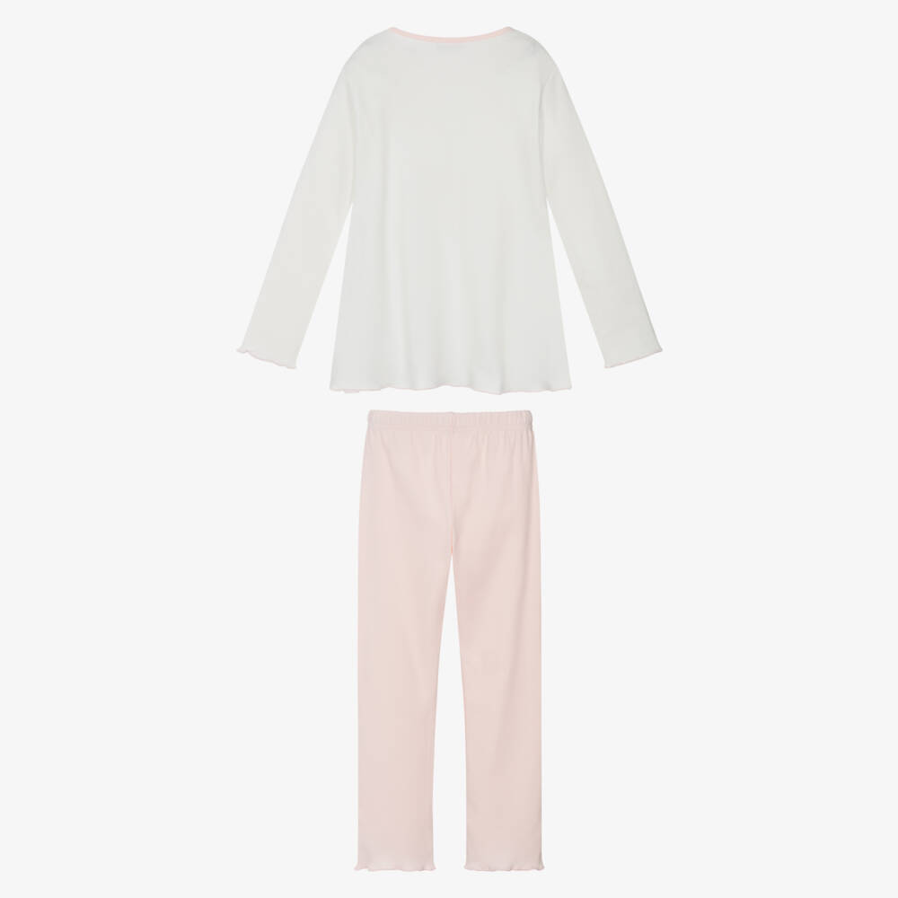 Story Loris-بيجاما بطبعة دب تيدي قطن لون زهري وعاجي للبنات  | Childrensalon