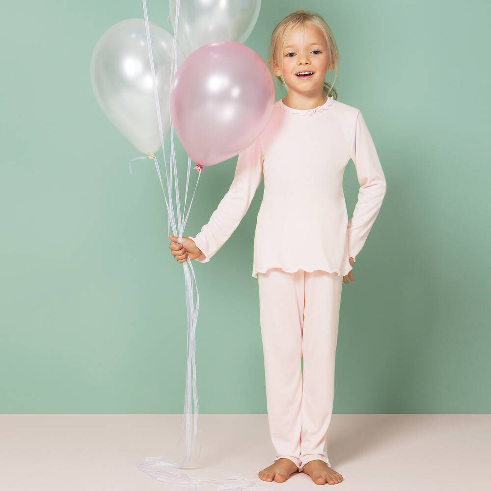 Story Loris-Girls Pale Pink Modal Jersey Pyjamas | Childrensalon