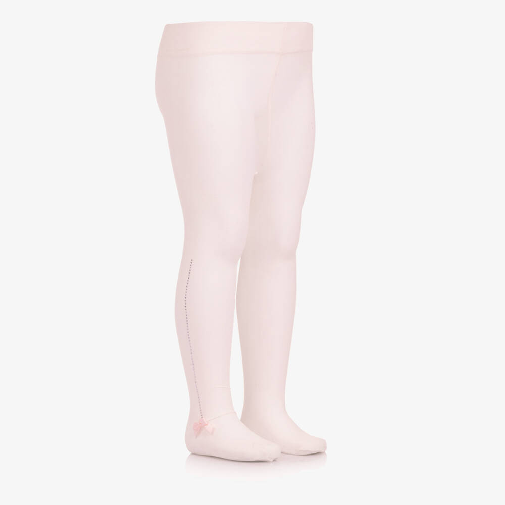 Story Loris-Girls Sheer Pink Diamanté Tights | Childrensalon