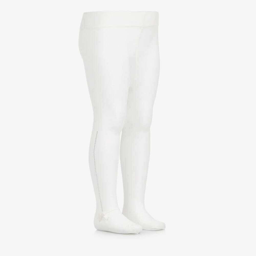 Story Loris-Girls Sheer White Diamanté Tights | Childrensalon