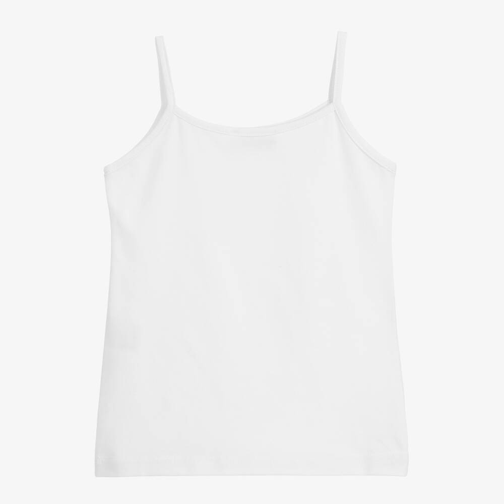 Story Loris-Белая хлопковая майка для девочек | Childrensalon