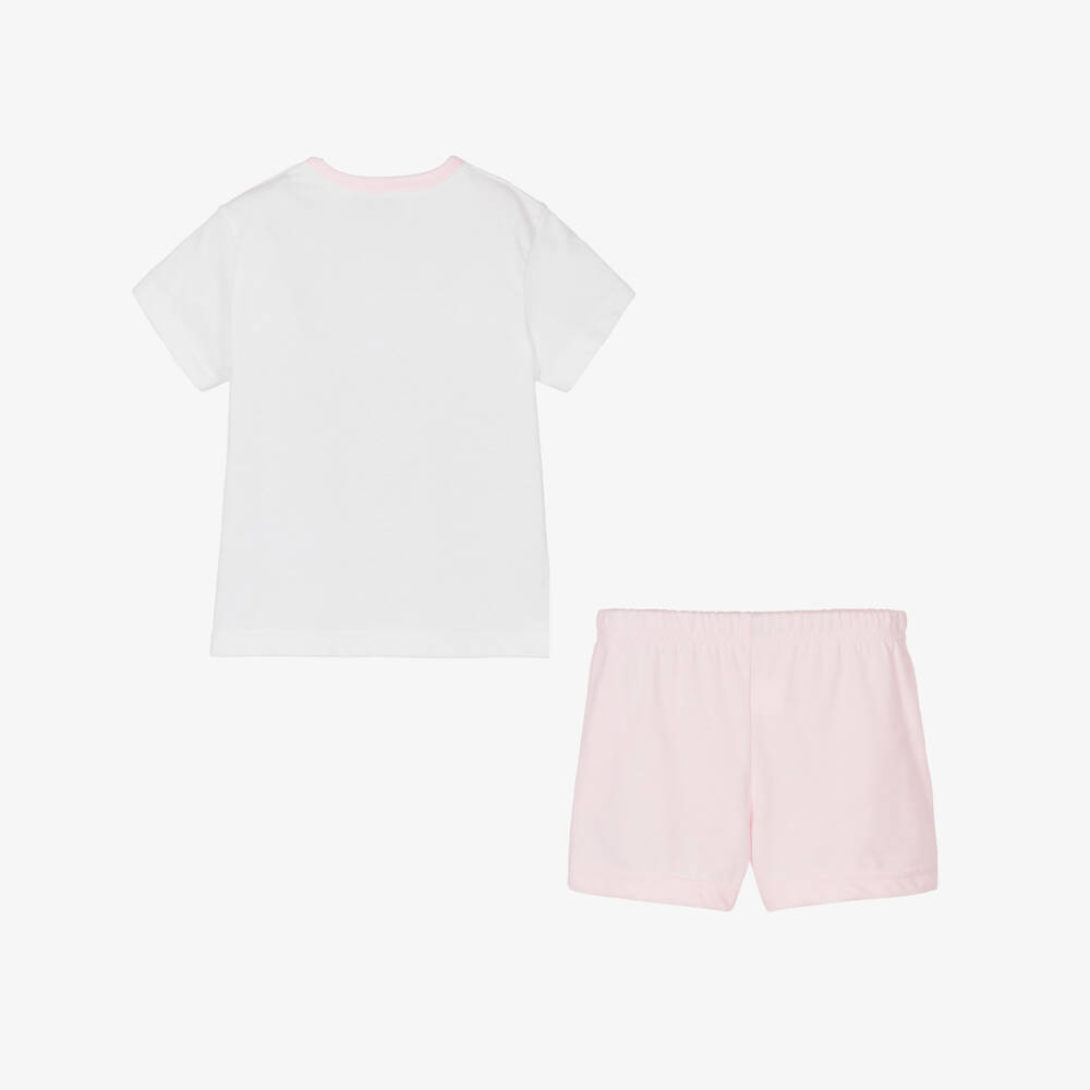 Story Loris-Pink & White Cotton Moon Pyjamas | Childrensalon