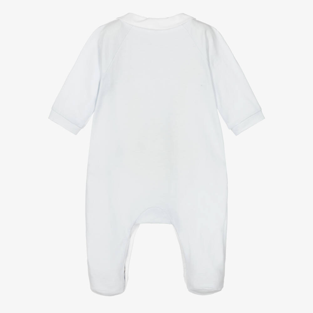 Tartine et Chocolat-Baby Boys Blue Cotton Babygrow with Toy Embroidery | Childrensalon