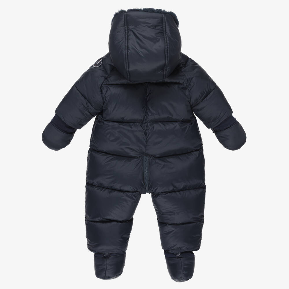 Tartine et Chocolat-Baby Boys Blue Padded Snowsuit with Booties & Mittens | Childrensalon