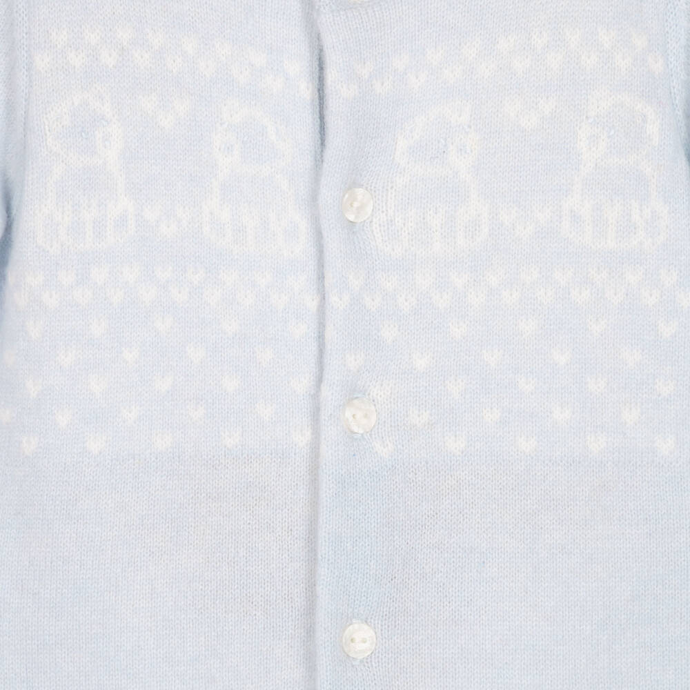 Tartine et Chocolat-Baby Boys Blue Wool & Cashmere Romper | Childrensalon