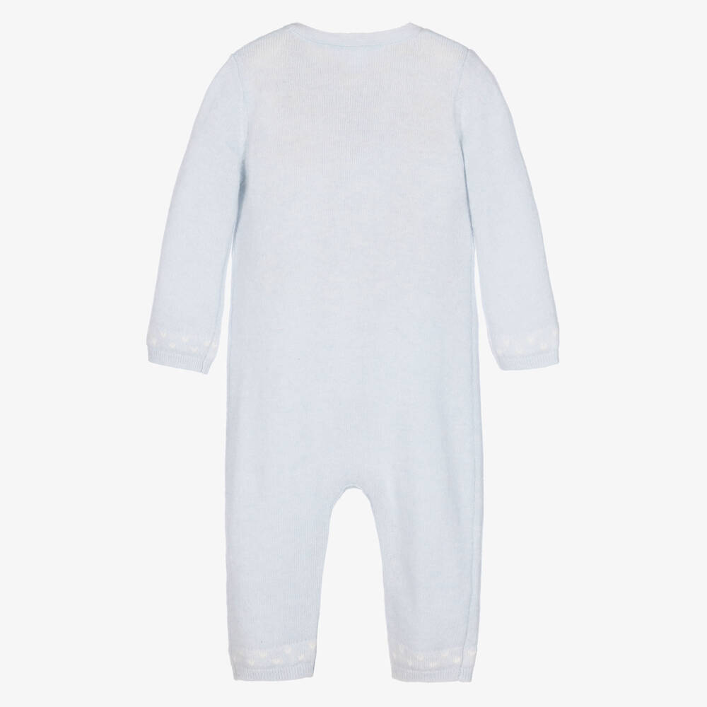 Tartine et Chocolat-Baby Boys Blue Wool & Cashmere Romper | Childrensalon