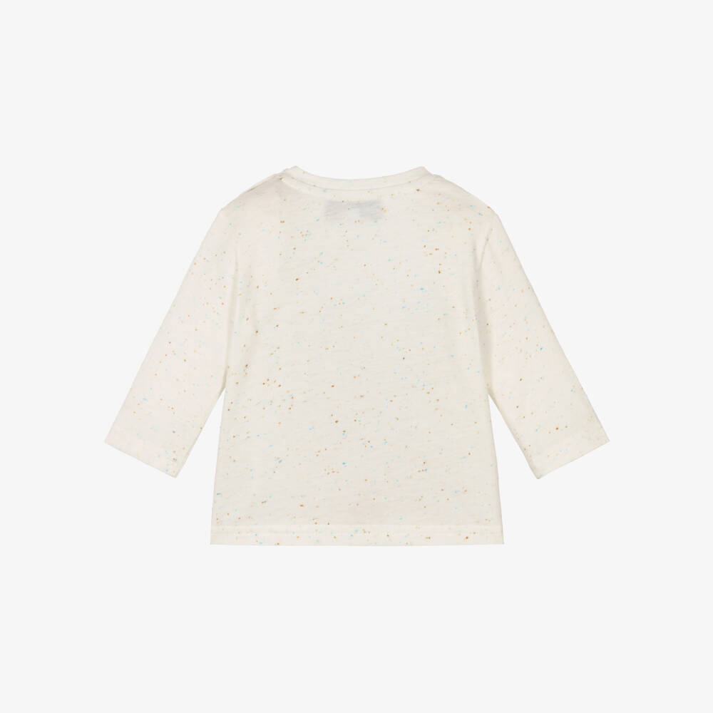 Tartine et Chocolat-Baby Boys Ivory Raccoon Print Cotton Jersey Top | Childrensalon