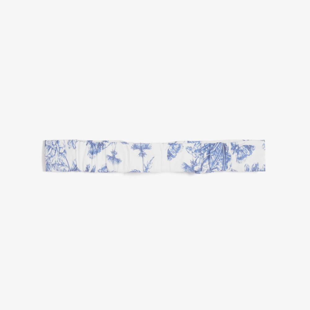 Tartine et Chocolat-Baby Girls Blue Toile Du Jouy Headband | Childrensalon