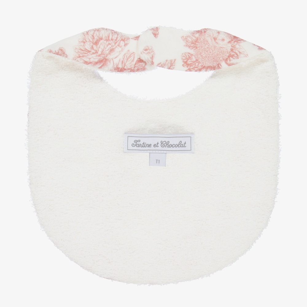 Tartine et Chocolat-Baby Girls Ivory Cotton Bib | Childrensalon