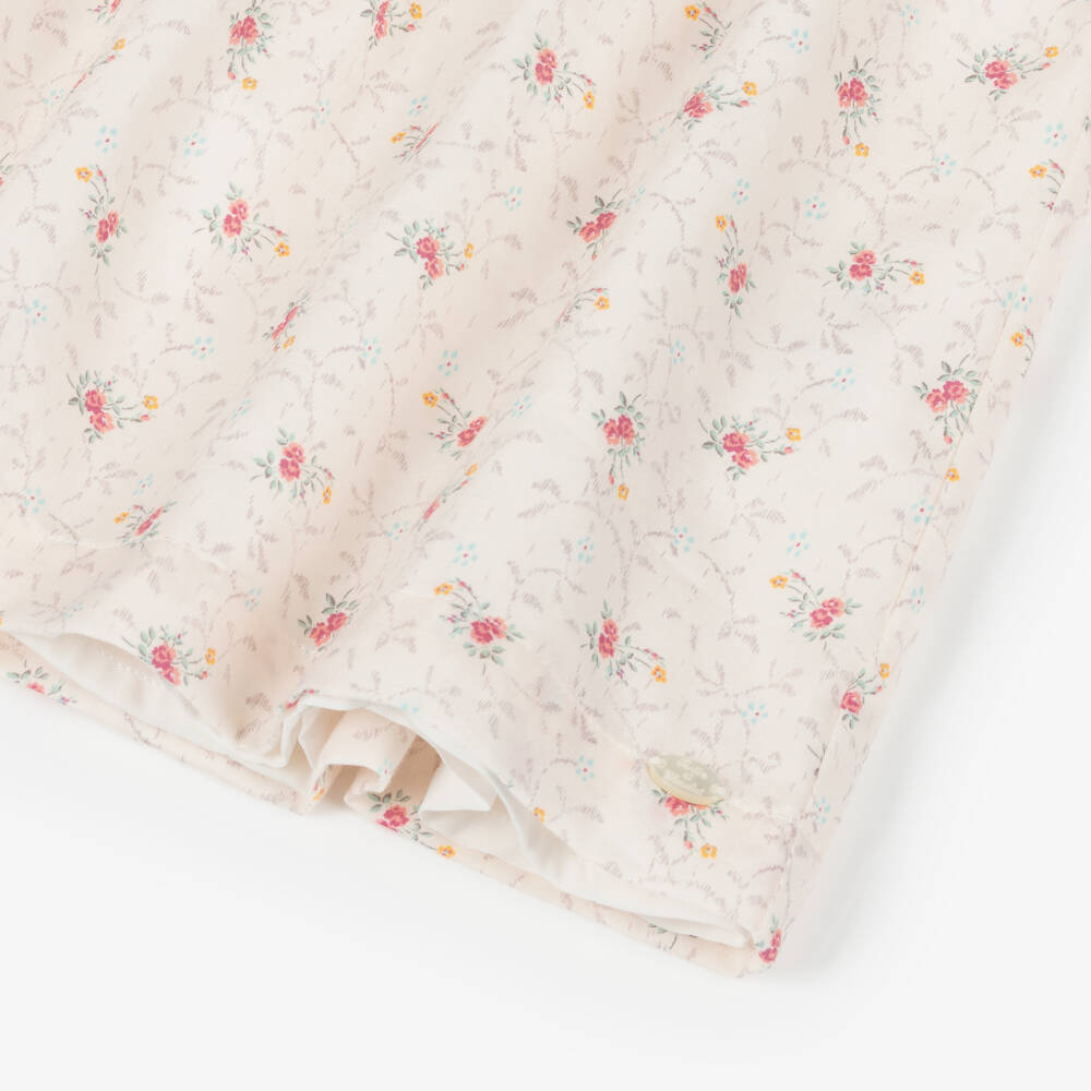 Tartine et Chocolat-Baby Girls Ivory & Pink Cotton Floral Dress with Hand Smocking | Childrensalon