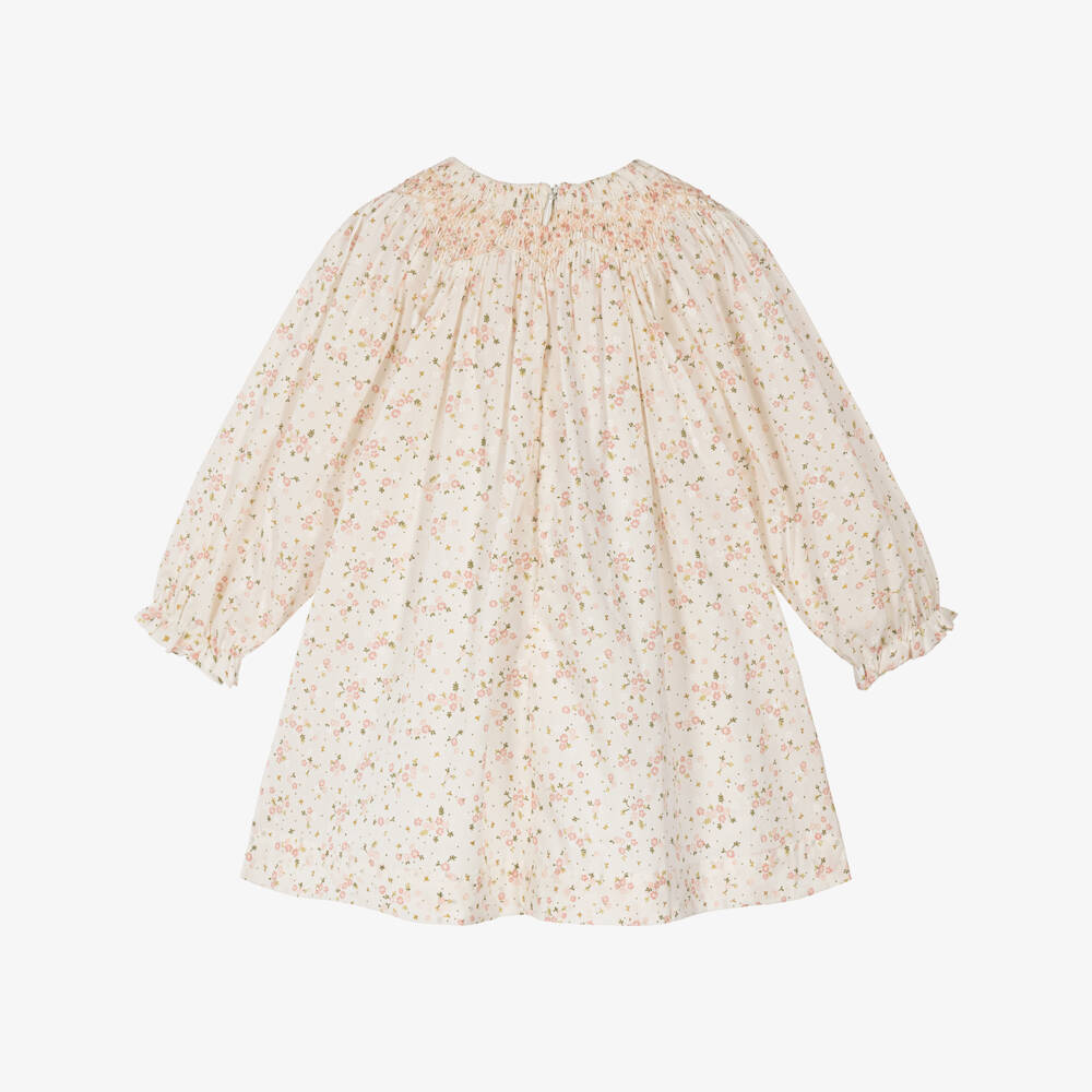 Tartine et Chocolat-Baby Girls Ivory & Pink Floral Cotton Dress | Childrensalon