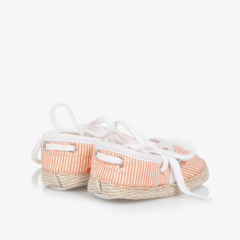 Tartine et Chocolat-Baby Girls Orange Stripe Pre-Walkers | Childrensalon