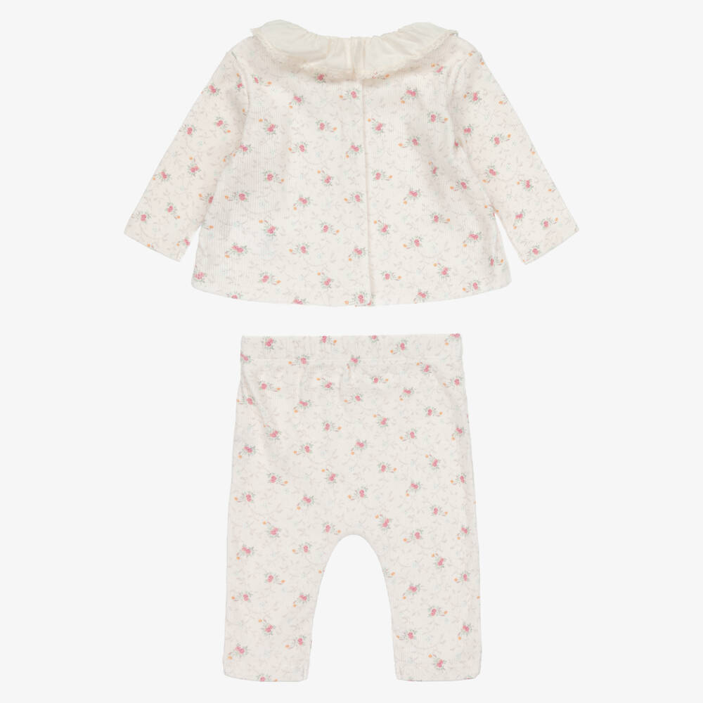 Tartine et Chocolat-Baby Girls Pale Pink Cotton Jersey Floral Print Leggings Set | Childrensalon