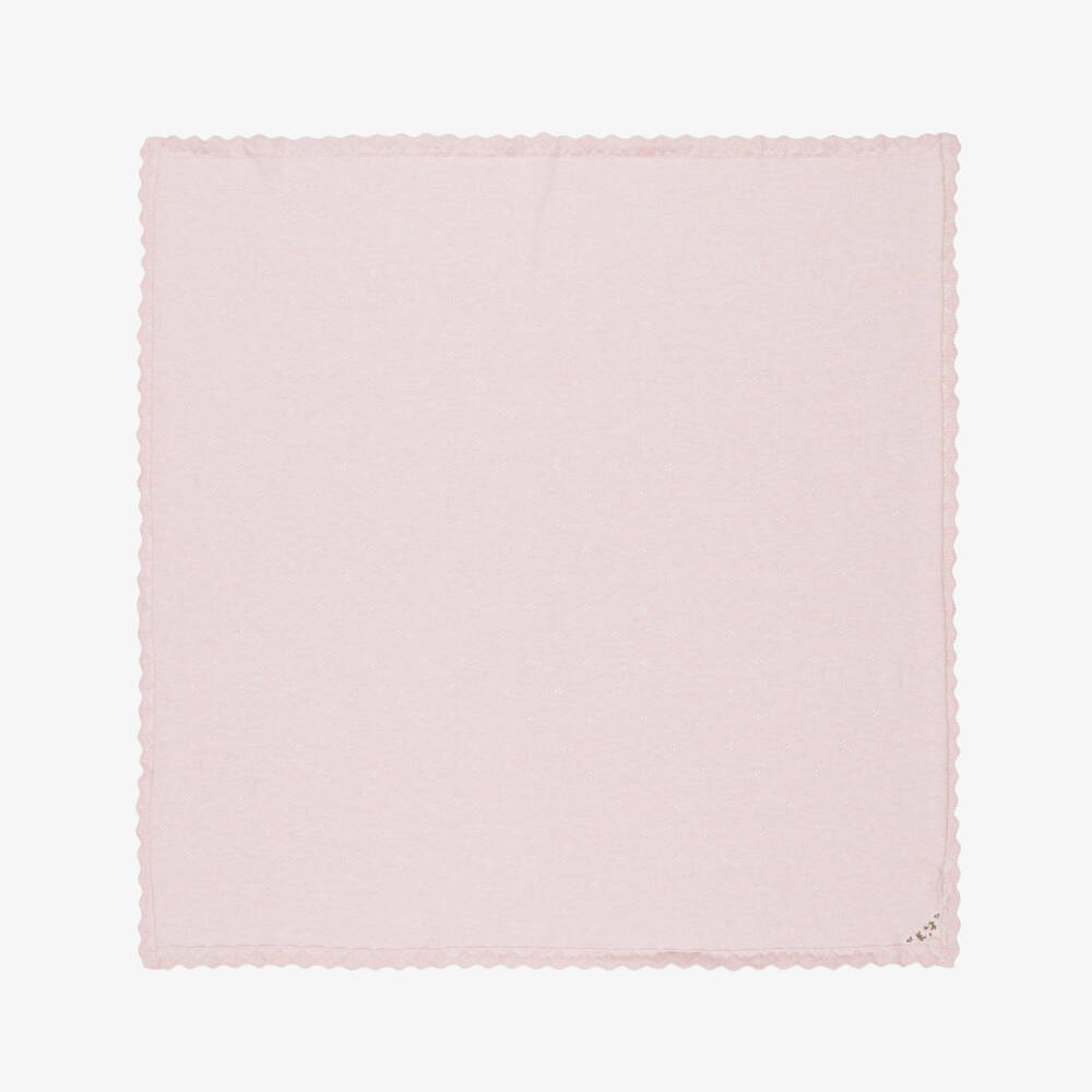 Tartine et Chocolat-Baby Girls Pink Cotton Pointelle Knit Blanket (93cm) | Childrensalon