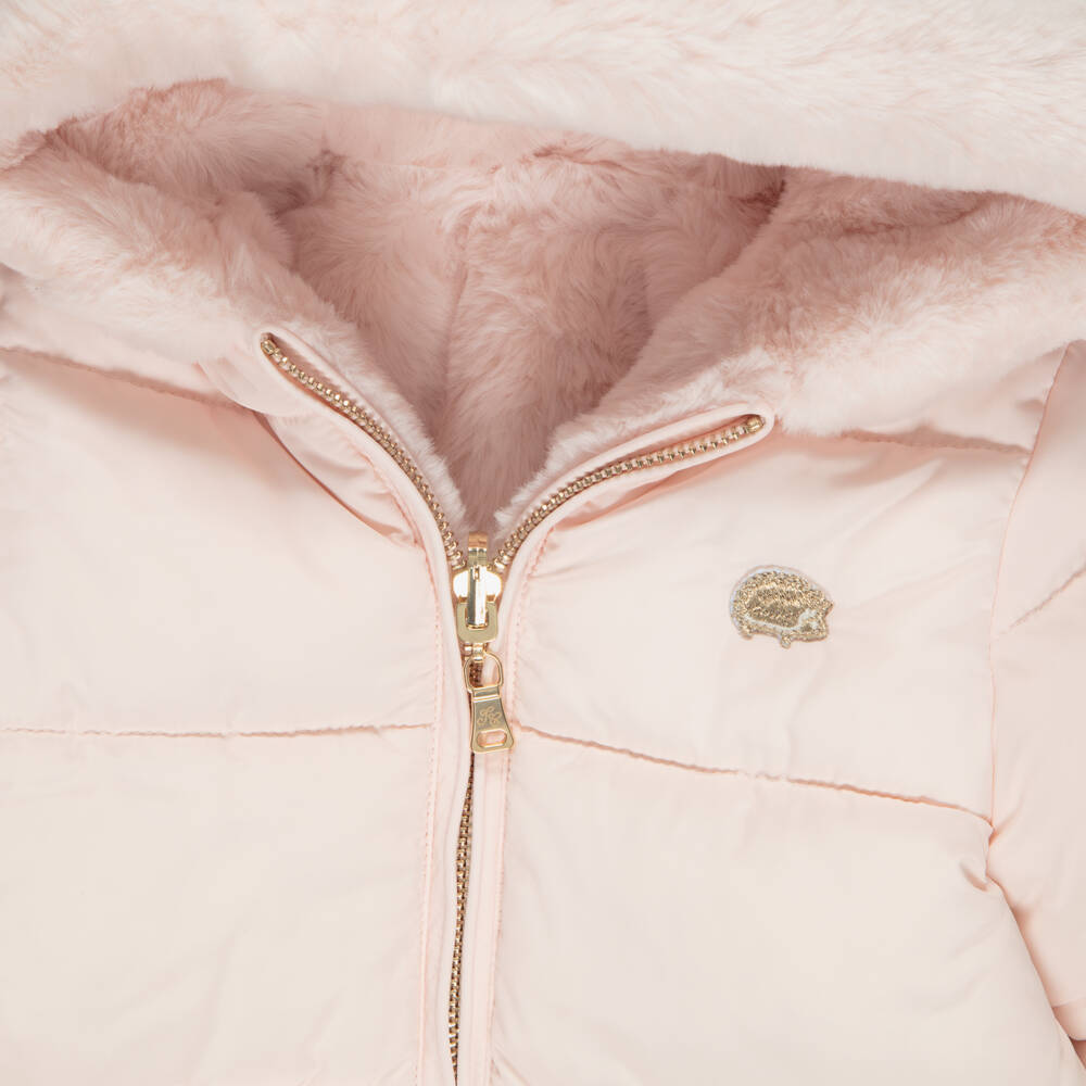 Tartine et Chocolat-Baby Girls Pink Reversible Snowsuit with Booties & Mittens | Childrensalon