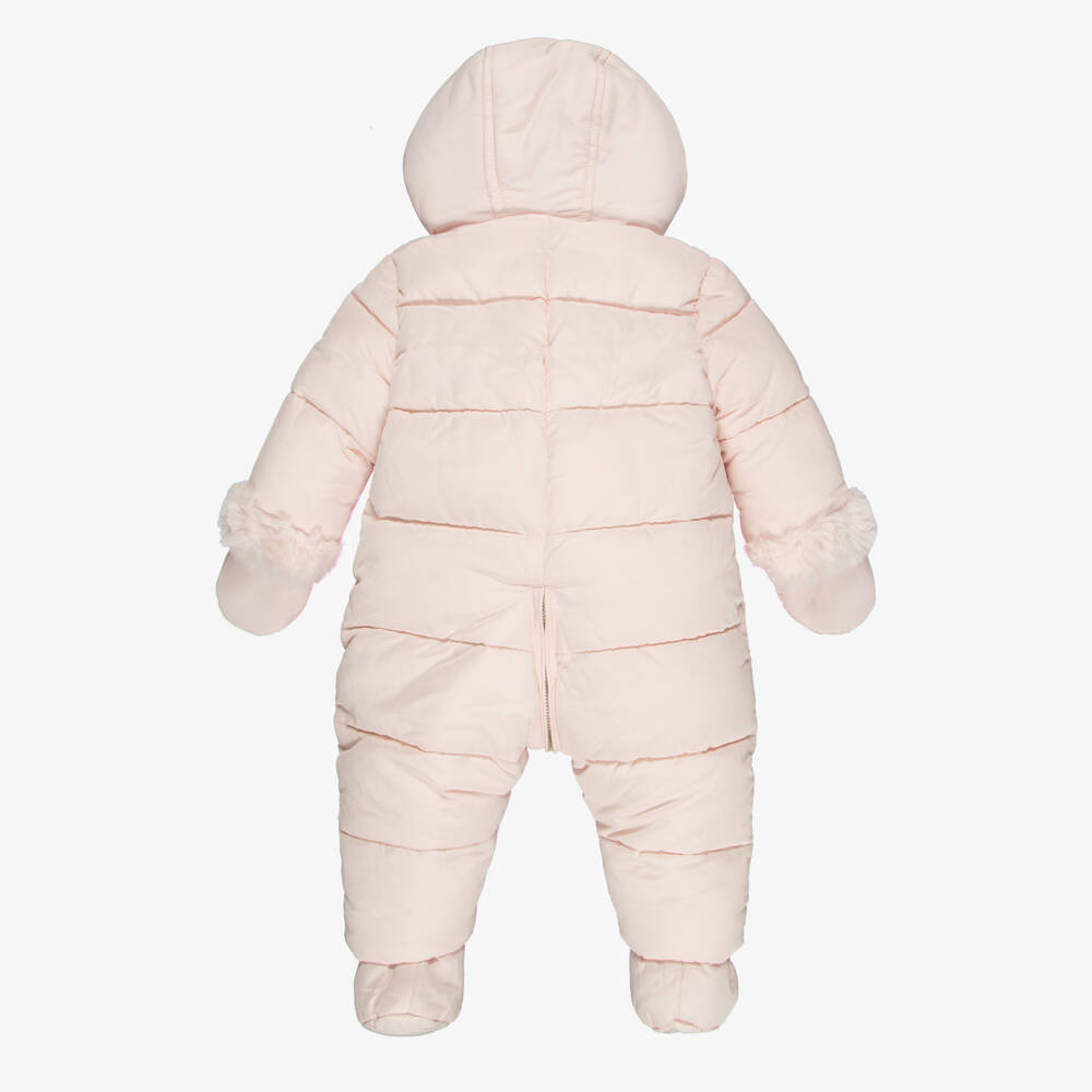 Tartine et Chocolat-Baby Girls Pink Reversible Snowsuit with Booties & Mittens | Childrensalon