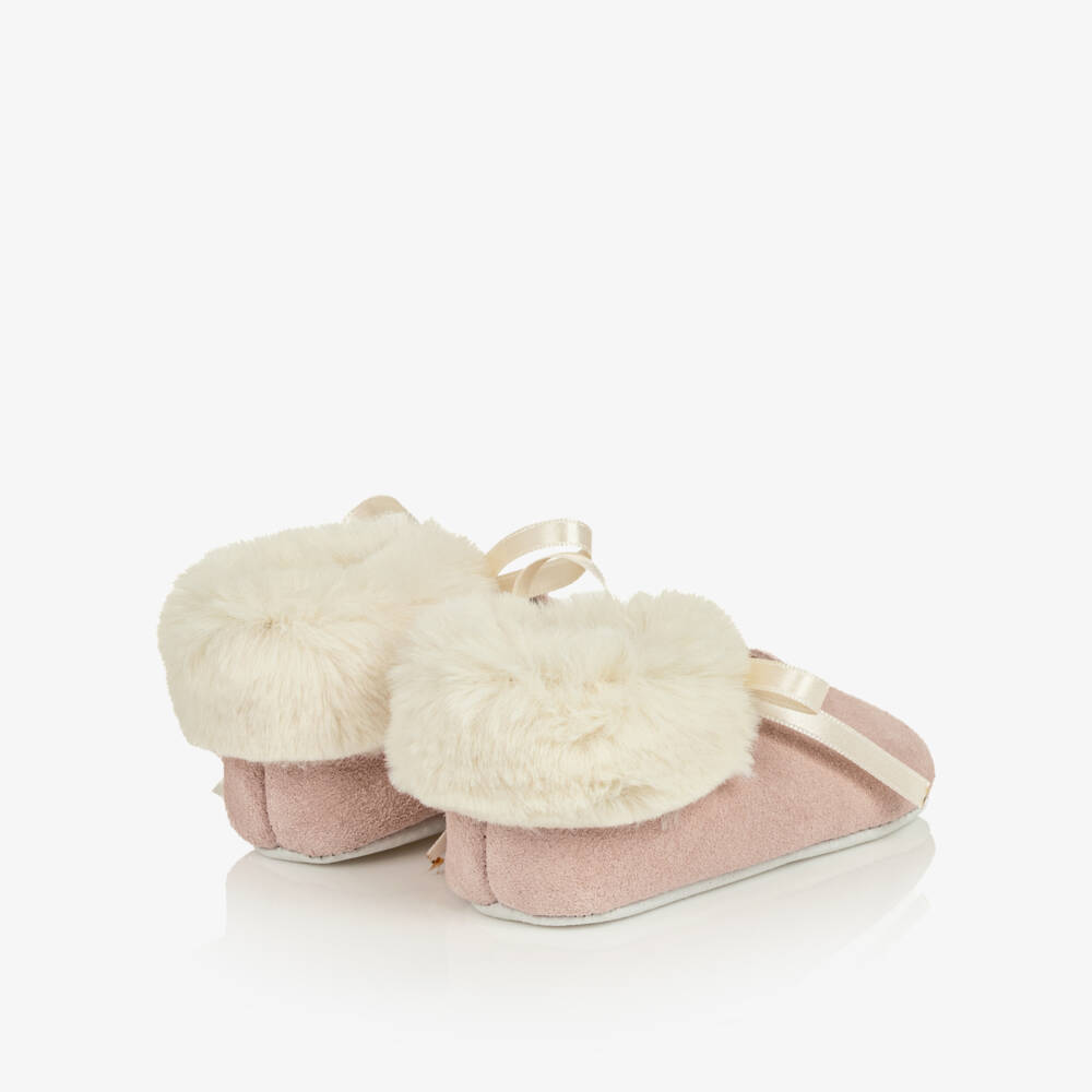 Tartine et Chocolat-Baby Girls Pink Suede Leather Pre-Walkers | Childrensalon