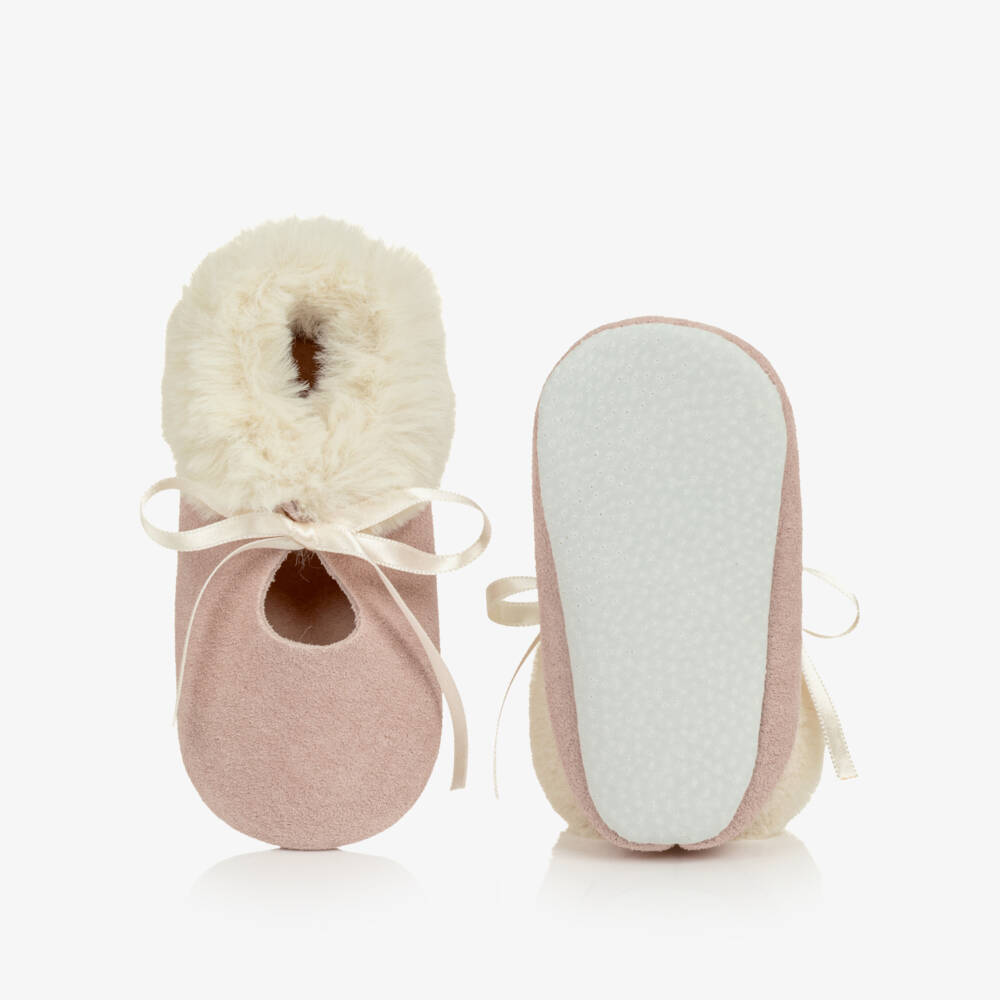 Tartine et Chocolat-Baby Girls Pink Suede Leather Pre-Walkers | Childrensalon