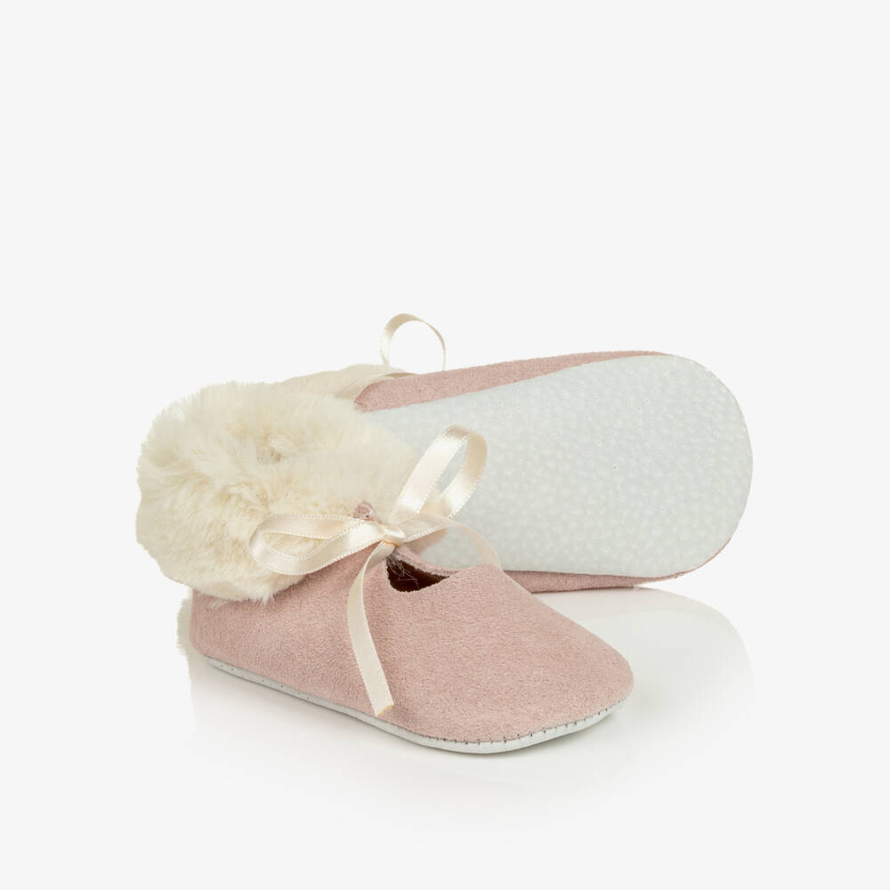 Tartine et Chocolat-Baby Girls Pink Suede Leather Pre-Walkers | Childrensalon