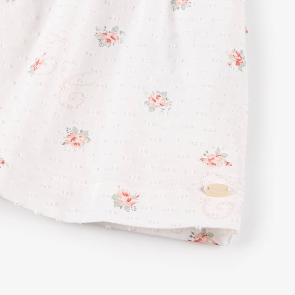Tartine et Chocolat-Baby Girls White Cotton Floral Dress | Childrensalon