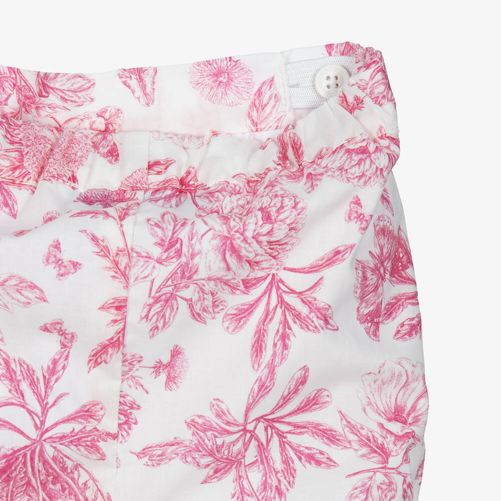 Tartine et Chocolat-Baby Girls White & Pink Toile De Jouy Shorts Set | Childrensalon