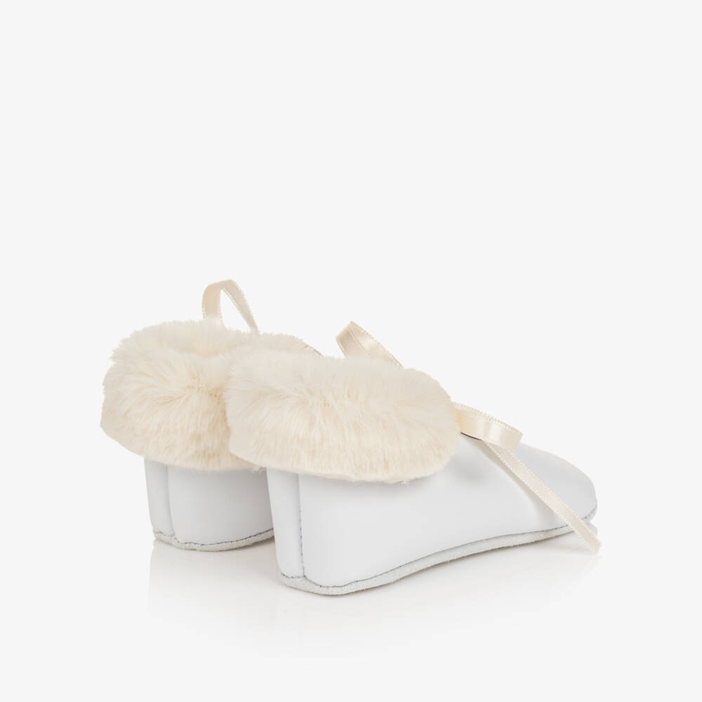 Tartine et Chocolat-Baby Girls White Smooth Leather Pre-Walkers | Childrensalon