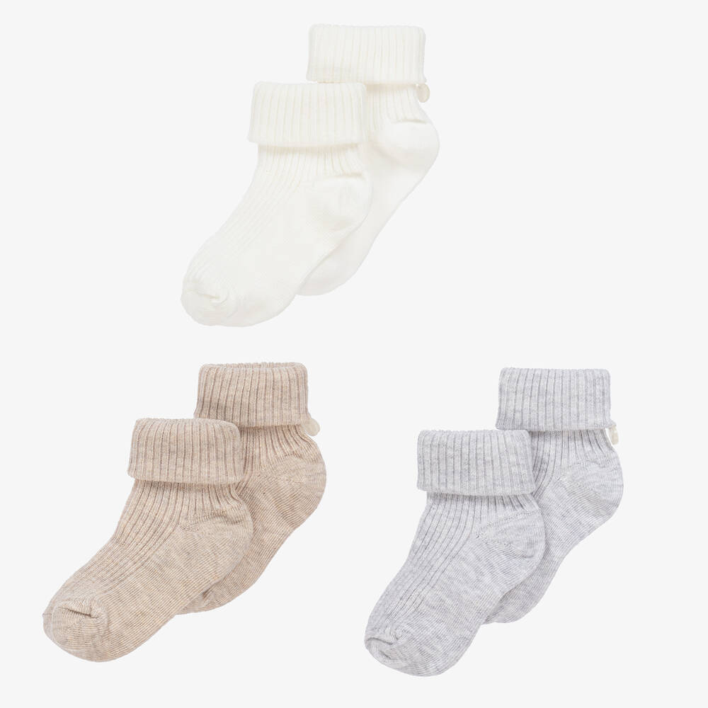 Tartine et Chocolat-Beige Cotton Baby Socks (3 Pack) | Childrensalon