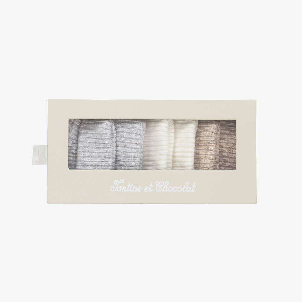 Tartine et Chocolat-Beige Cotton Baby Socks (3 Pack) | Childrensalon