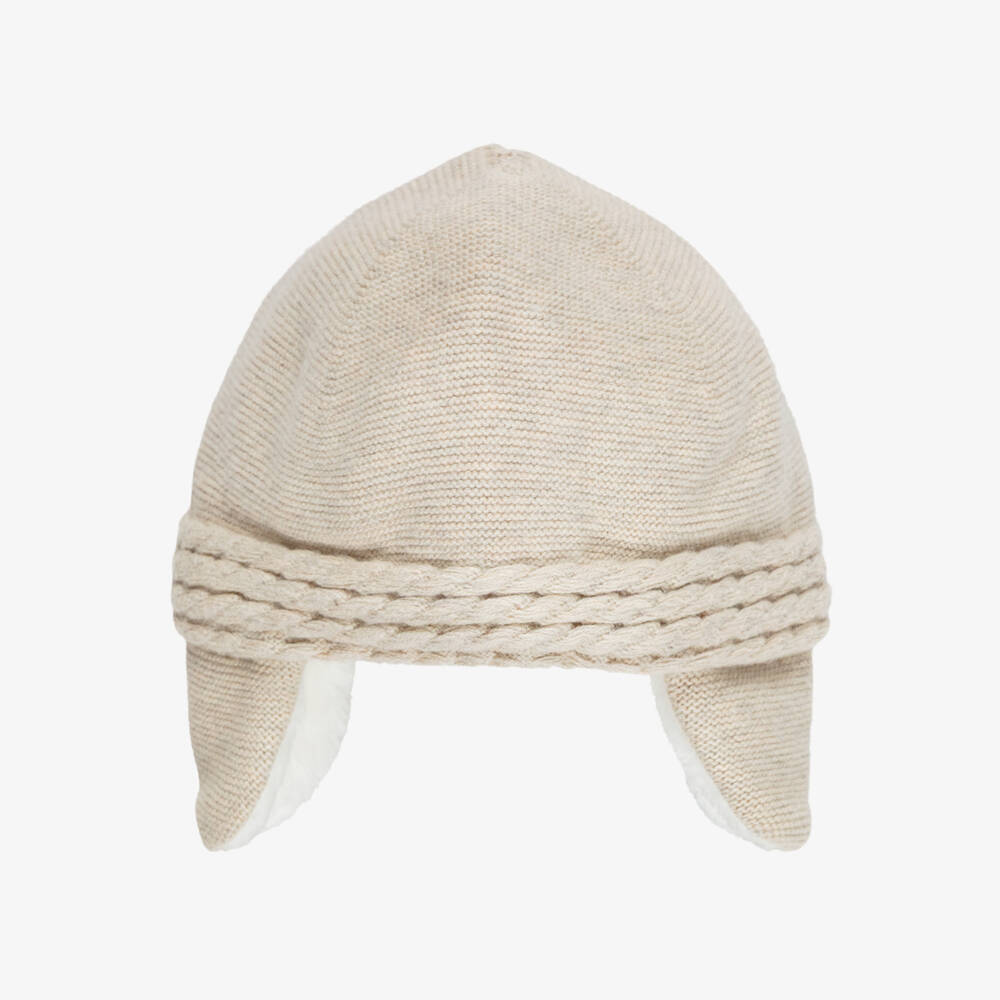 Tartine et Chocolat-Beige Knitted Hat with Ear Flaps | Childrensalon