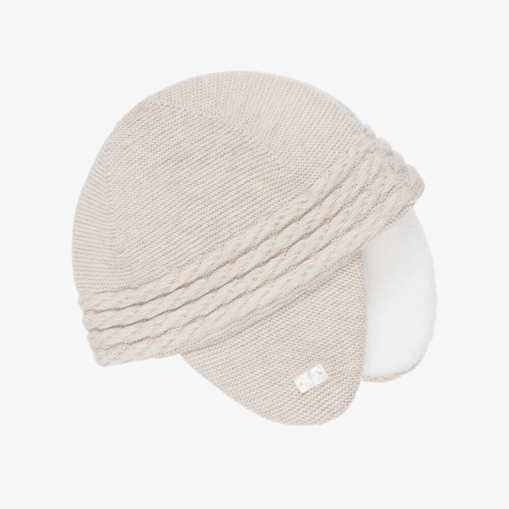 Tartine et Chocolat-Beige Knitted Hat with Ear Flaps | Childrensalon