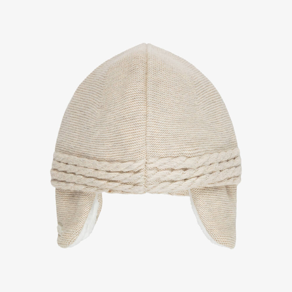 Tartine et Chocolat-Beige Knitted Hat with Ear Flaps | Childrensalon
