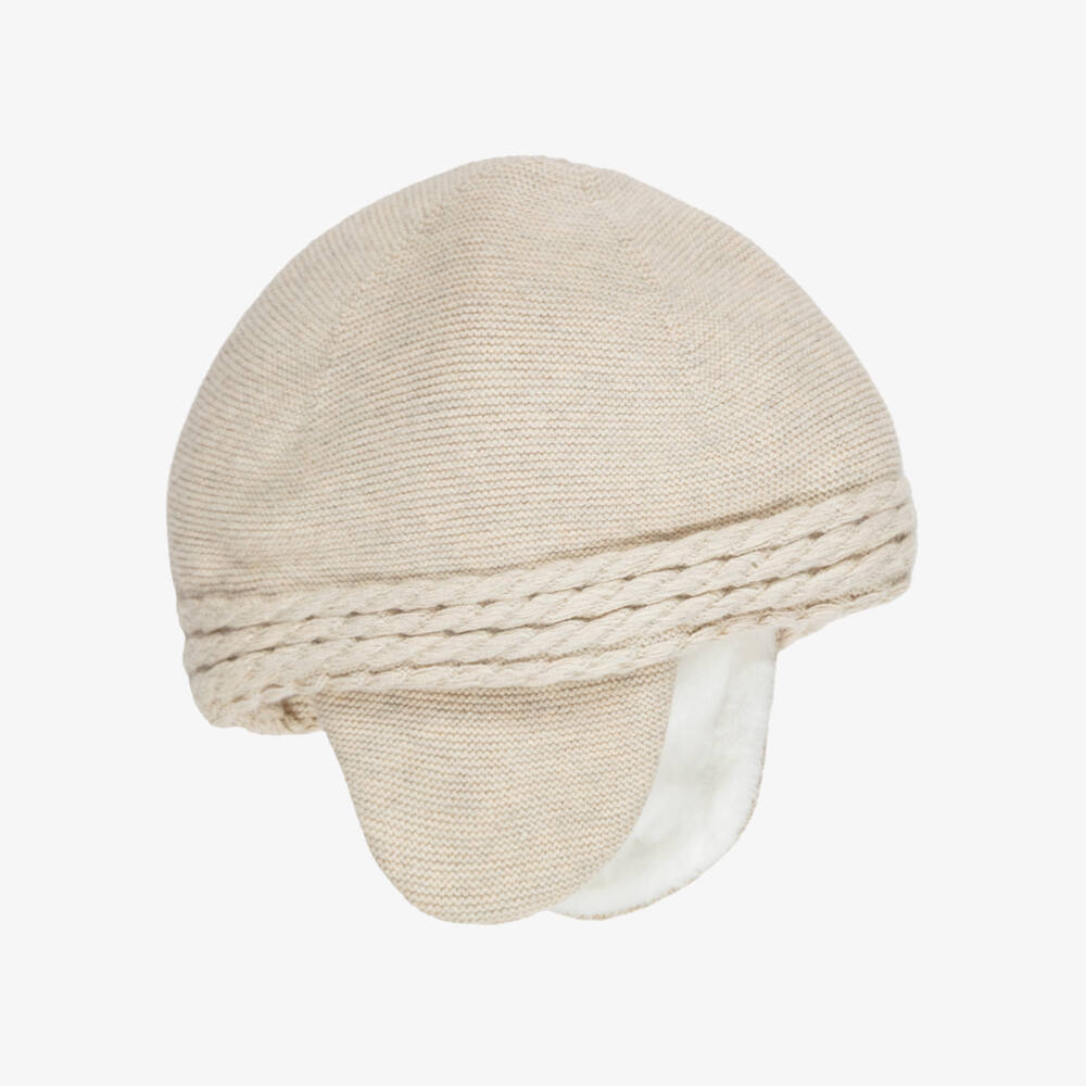 Tartine et Chocolat-Beige Knitted Hat with Ear Flaps | Childrensalon