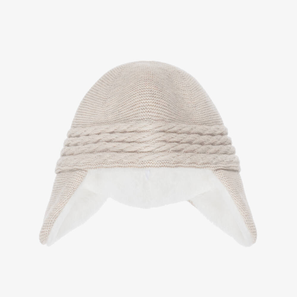 Tartine et Chocolat-Beige Knitted Hat with Ear Flaps | Childrensalon