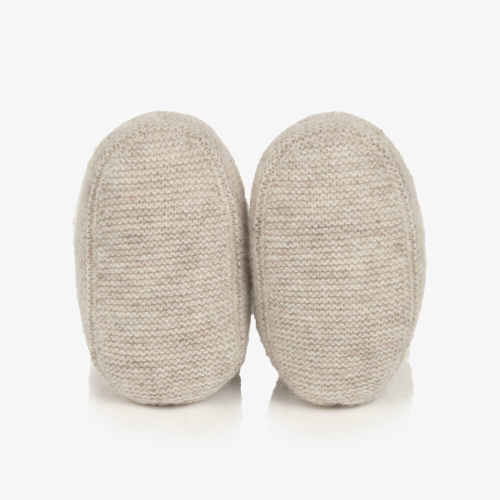 Tartine et Chocolat-Beige Wool Knit Baby Booties | Childrensalon